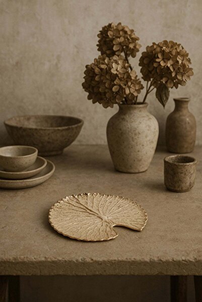 Barine Lotus Yaprağı Şeklinde Pirinç Kaplama Tütsülük Dekoratif Obje Gold 13 ...