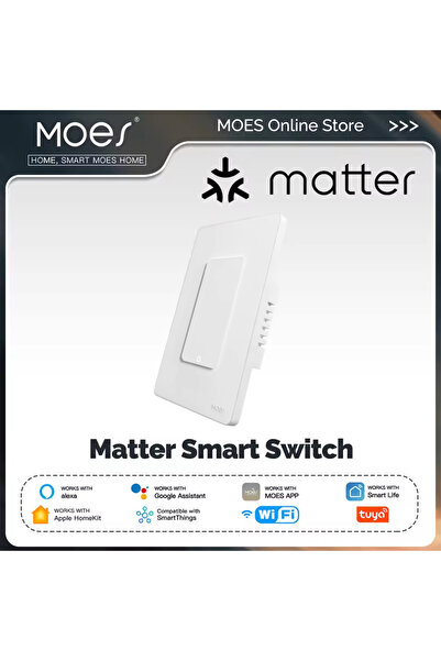 MOES ملحقات الغرفة مفتاح Tuya الذكي أحادي العصابة WiFi، التحكم عبر التطبيق، يتطلب سلكًا محايدًا