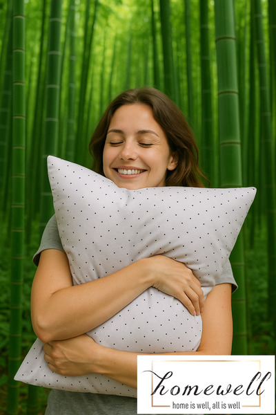 homewell %100 Saf Bambu Hipoalerjenik Ekstra Kılıflı Yastık Gri