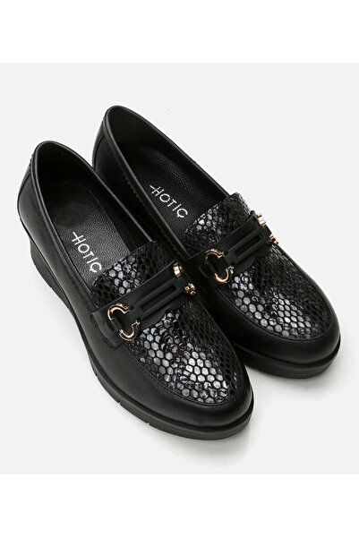 Hotiç Kadın Deri Siyah Loafer