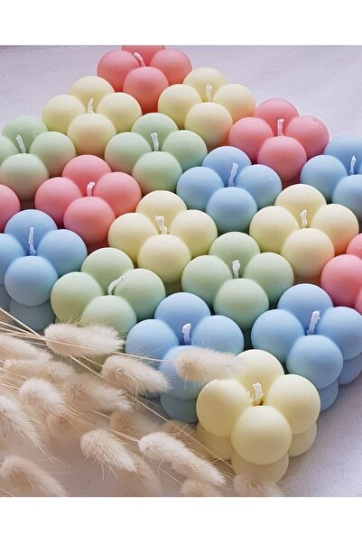 SOLİN HOME DEKORASYON Solin 50 Adet Özel Mini Bubble Mum Nikah Söz Nişan Davet Kına Hediyeligi