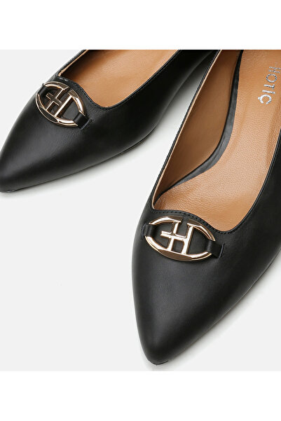 Hotiç Women's Leather Black Ballerinas