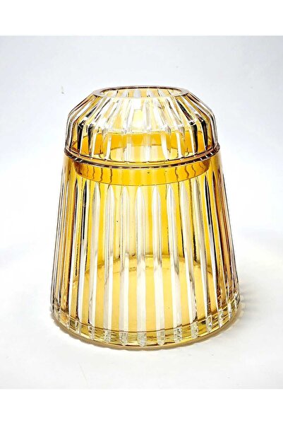 Kristal Market El Yapımı Kesme Kristal Merkür Vertical Desen Dekoratif Sunumluk Kapalı Peçetelik Amber