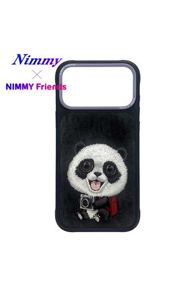 Nimmy iPhone 17 Pro Uyumlu 3D Göz Panda Detaylı Gerçek Nakış İşlemeli Kabartm...