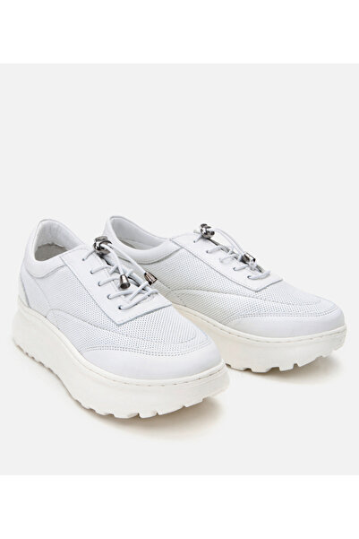 Hotiç Pantofi sport de damă albi din piele naturală