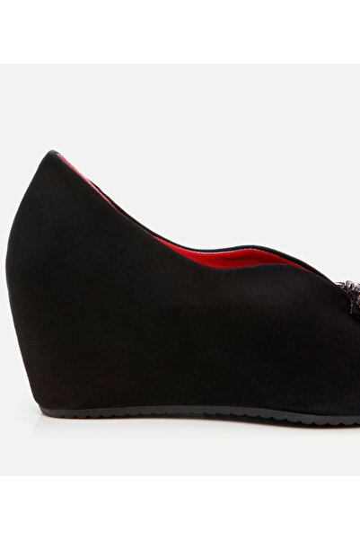 Hotiç Women's Leather Buckle Detailed Wedge Heeled Shoes