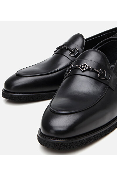 Hotiç Чоловічі шкіряні чорні класичні лофери на легкій підошві