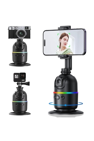 PYKA HOME SHOP Stabilizator Gimbal, pentru telefon, Rotire 360°,urmarie faciala, Mod Peisaj/Portret