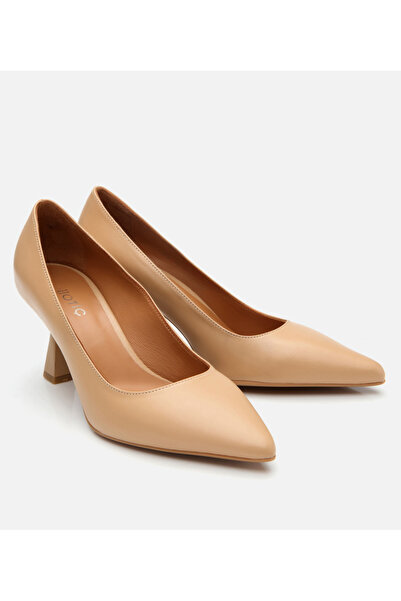 Hotiç Piele de damă bej cu toc mediu stiletto