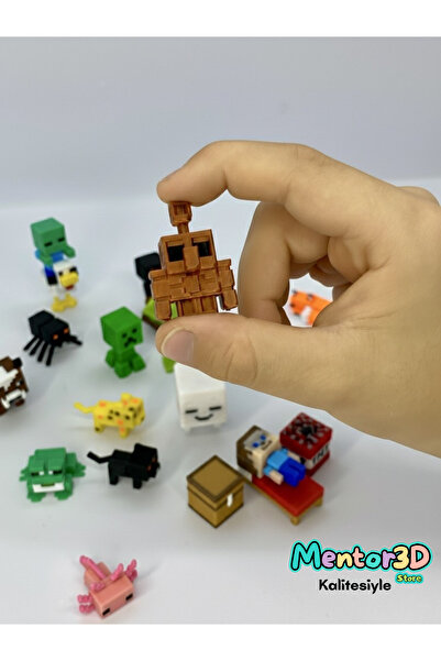 Mentor 3D Store Blok Oyuncak Minecraft Mini Figür Seti 23 Parça + Kutu ve Deprem Düdüğü Hediyeli