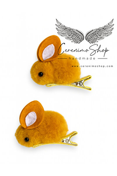 Cerenimo Shop Peluş Tavşanlı Klipsli Sarı Toka
