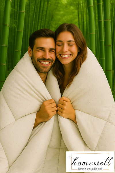 homewell 100% PURE BAMBOO HYPOALERGENIC DOUBLE PERSONAL BEANIM CREAM