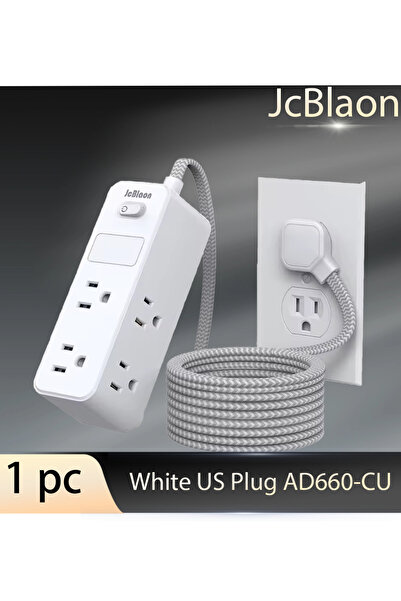 Choice مقبس تيار متردد أبيض مقاس 6 بوصات أمريكي، شريط طاقة متعدد المنافذ، سلك تمديد بطول 5 أقدام، مقبس كهربائي للمنزل الذكي