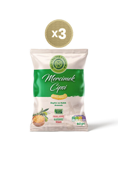 GLUTENSİZ FABRİKA Zeytin Ve Kekik Aromalı Mercimek Cipsi 60 G X 3 Paket (GLÜTENSİZ & VEGAN)