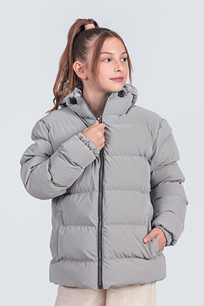 Zaziko Kids Kız Çocuk Kapüşonlu Nova Kumaş Kışlık Mont KM1010