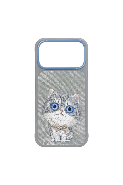 Nimmy iPhone 17 Pro Max Uyumlu 3D Göz Kedi Detaylı Gerçek Nakış İşlemeli Kaba...