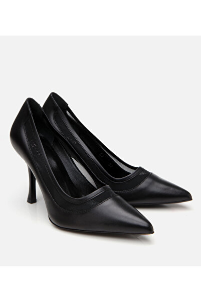 Hotiç Women's Leather Black Transparent Detailed Stiletto