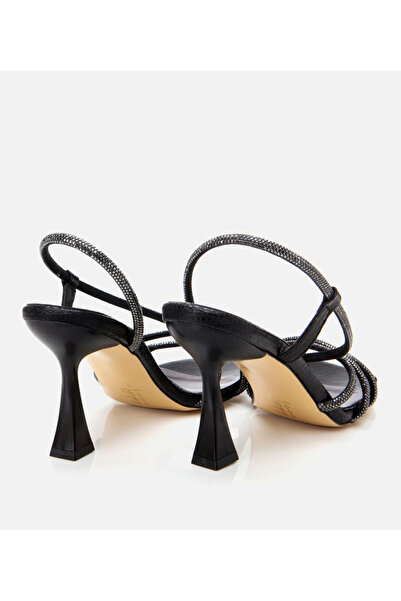 Hotiç Γυναικεία βραδινά πέδιλα με τακούνι με μοτίβο μαύρο φιδιού