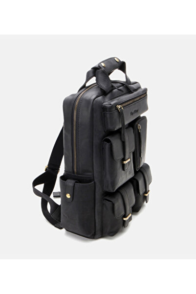Hotiç Men's Leather Black Backpack