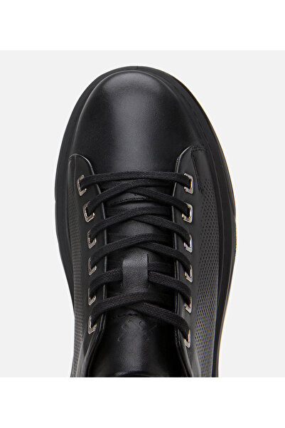 Hotiç Men's Leather Black Light Sole Sports Shoes