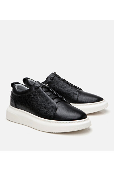 Hotiç Men's Leather Black Ultra Light Sole Sports Shoes