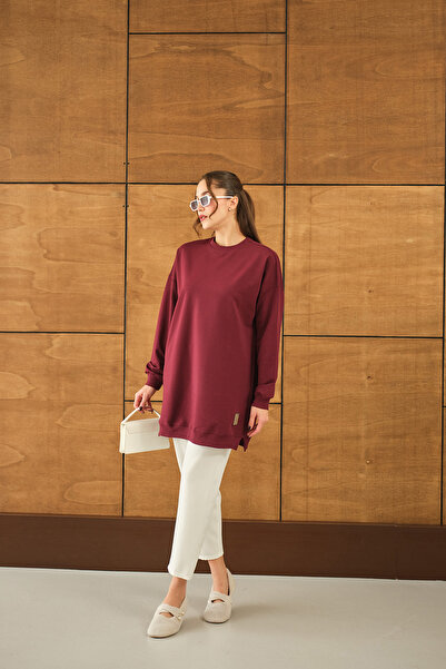 LOCCO Burgundy Shabby Tunic - Women's Crest Detailed