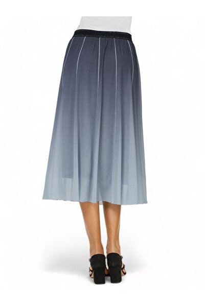 MAMAYAGA Жіноча еластична срібляста спідниця Tul довжиною міді крива спортивна щільна темно-синя спідниця