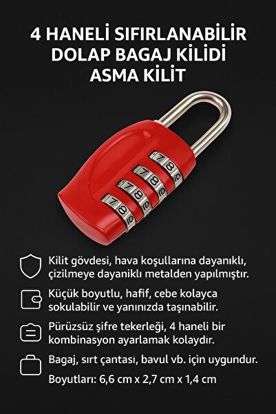 Weather Forecast 4 Digit 25 mm Combination Resettable Cabinet Luggage Bag Lock Padlock Cin538Kr