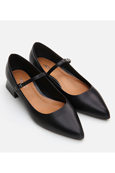 Hotiç Women's Leather Mary Jane Black Thick Heel