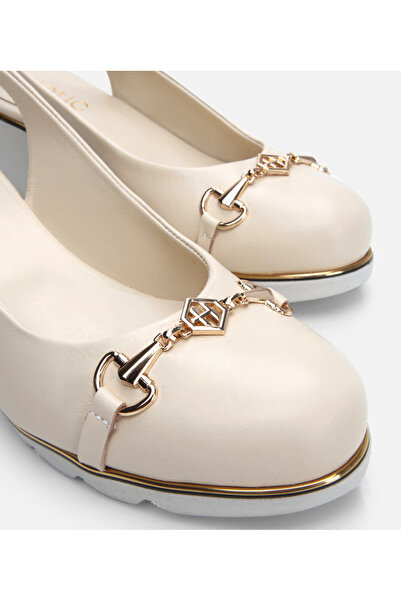 Hotiç Women's Leather Beige Thick Heel