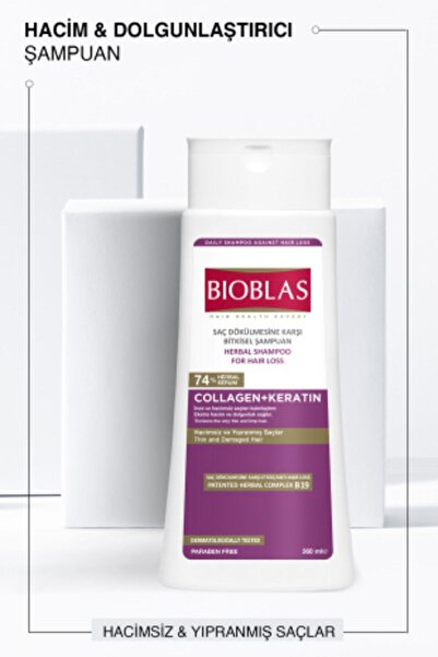Bioblas Collagen + Keratin Çok Ince Ve Hacimsiz Saçlar Için Hacim Şampuanı 360 Ml