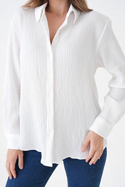 MAMAYAGA Women's Shirt Lapel Front Buttoned Straight Long Sleeve Comfortable Fit Curve Large Bedeb Summer Shirt