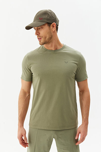 bilcee Чоловічий зелений велосипедний комір 100% бавовна Basic Повсякденна та спортивна футболка 8766