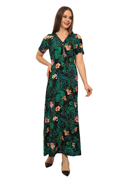 MAMAYAGA Γυναικείο φόρεμα με πέτο με φερμουάρ Αθλητικό κομψό μάξι μήκους βισκ...