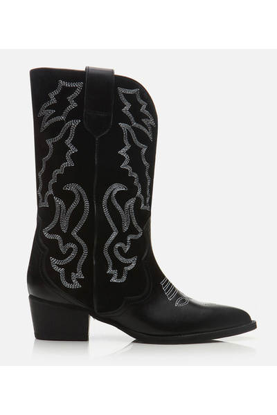 Hotiç Kadın Deri Siyah Kovboy Çizme
