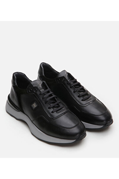 Hotiç Men's Leather Black Sports Shoes
