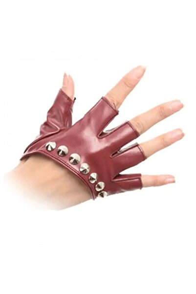 DYSTYLE - Fashion gloves, touchscreen, for half a hand, brown with targets, s...