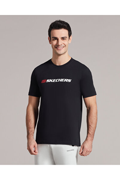 SKECHERS Ανδρικό μπλουζάκι με μεγάλο λογότυπο M Μαύρο μπλουζάκι S212956-001