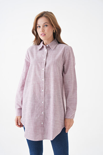 MAMAYAGA Women's Shirt Collar Buttoned Long Sleeve Tunic Oversized Casual Striped Curve Plus Size Suitable for Hijab Shirt