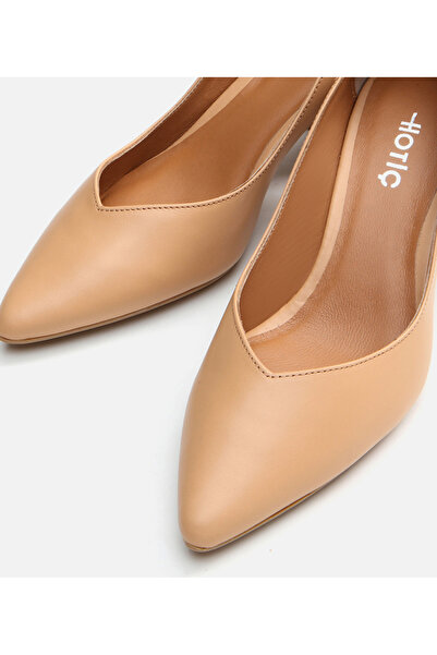 Hotiç Camel Genuine Leather - Women's Thick Heel