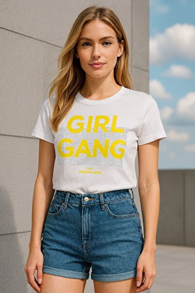 MAMAYAGA Γυναικεία μπλούζα με μισό μανίκι με στάμπα με πέτρες