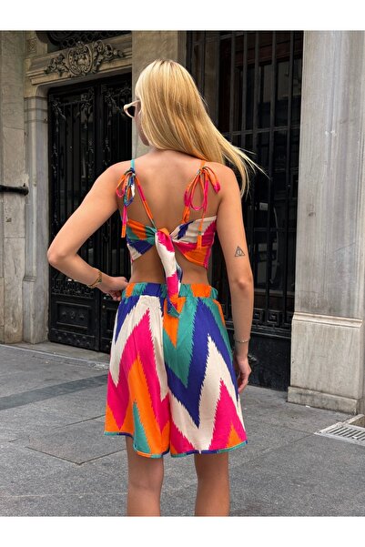 MAMAYAGA Women's 100% Viscose Skirt Shorts Blouse Patterned Summer Sports Stylish Comfortable Fit Shorts Bottom Top Set