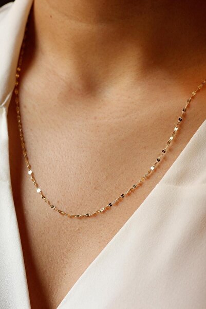 DİAMİNE PIRLANTA 14 Ayar Altın Kalın Aynalı Italyan Forse Zincir Kolye