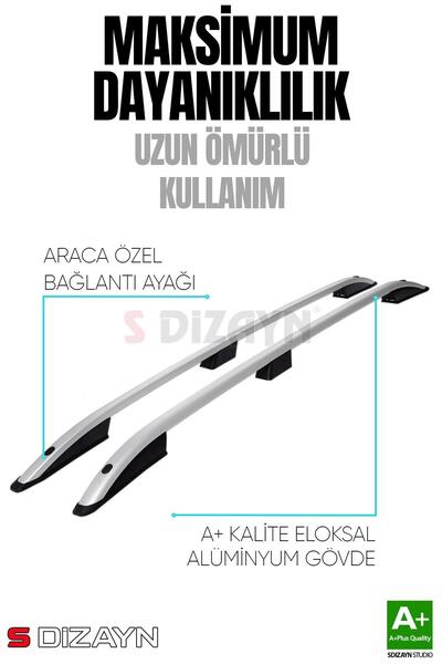 S Dizayn S-Dizayn Peugeot Partner 3 Kısa Şase Aluminyum Gri Tavan Çıtası 2019 Üzeri A+ Kalite PE-PT3-KS-STV-G