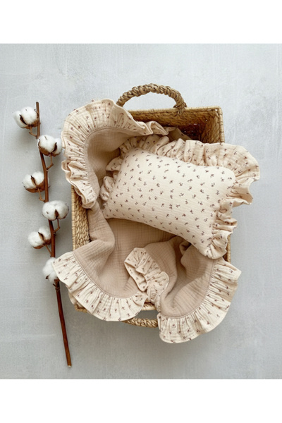 eyma home طقم وسادة وبطانية من 4 طبقات من قماش الموسلين (90×90 سم)