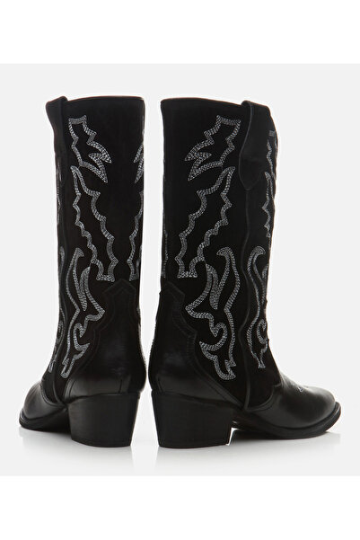 Hotiç Kadın Deri Siyah Kovboy Çizme