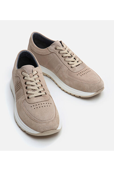 Hotiç Men's Leather Beige Sports Shoes
