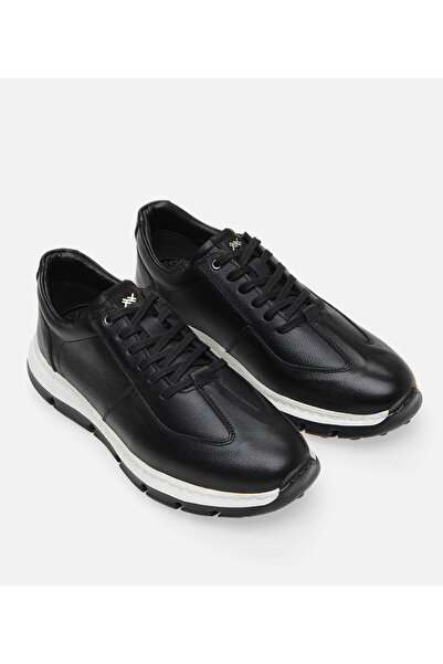 Hotiç Men's Leather Black Sports Shoes