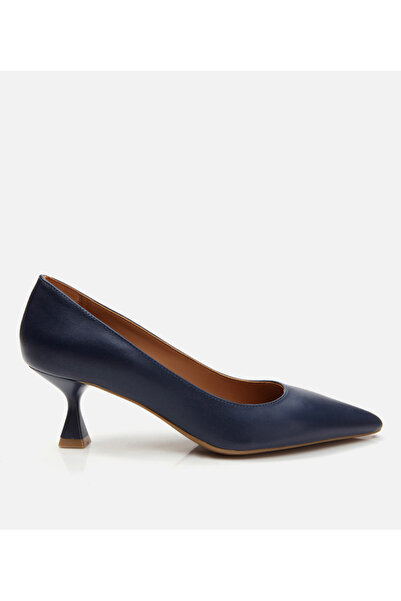 Hotiç Genuine Leather Hotiç Navy Blue Stiletto
