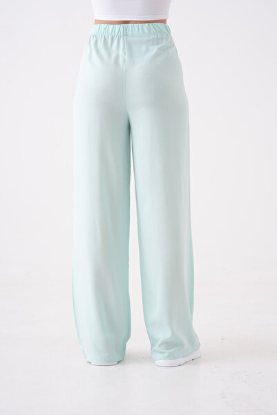 MAMAYAGA Women's High Waist Belted 100% Viscose Cotton Wide Leg Stylish Casual Plus Size Curve Pants